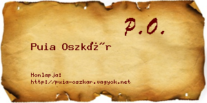 Puia Oszkár névjegykártya